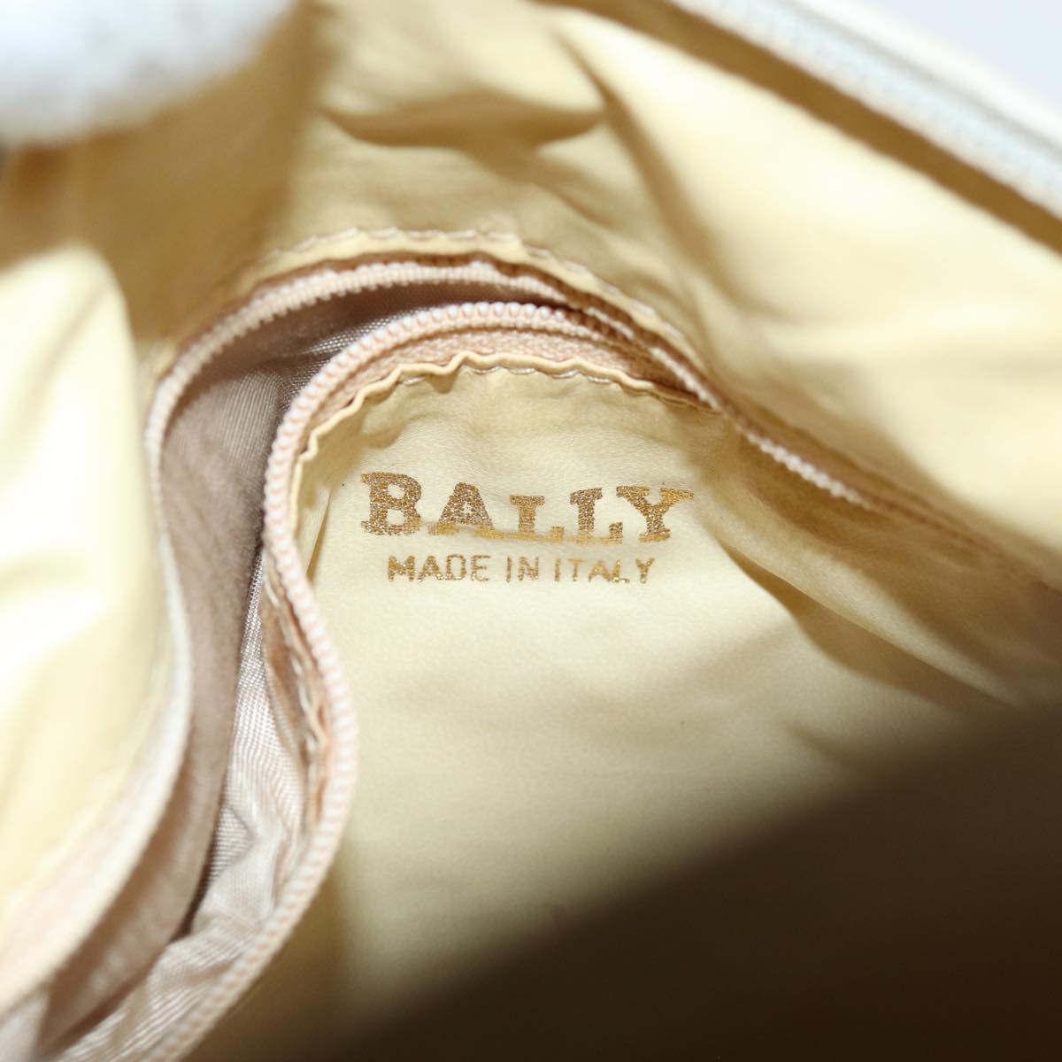 BALLY Hand Bag Leather Beige Auth bs14805
