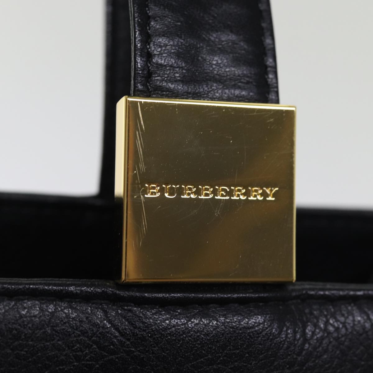 BURBERRY Shoulder Bag Leather Black Auth bs14825