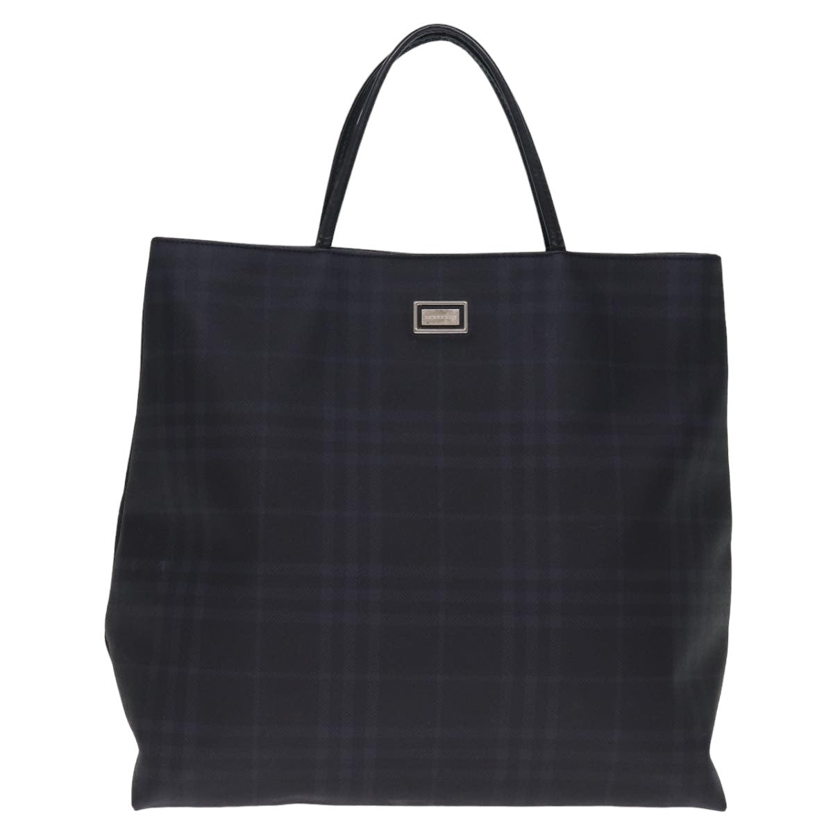 BURBERRY Nova Check Hand Bag Coated Canvas Black Auth bs14826