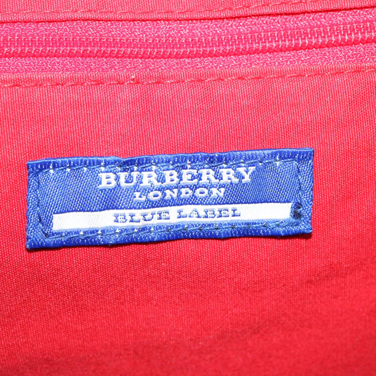 BURBERRY Nova Check Blue Label Shoulder Bag Canvas Red Auth bs14827