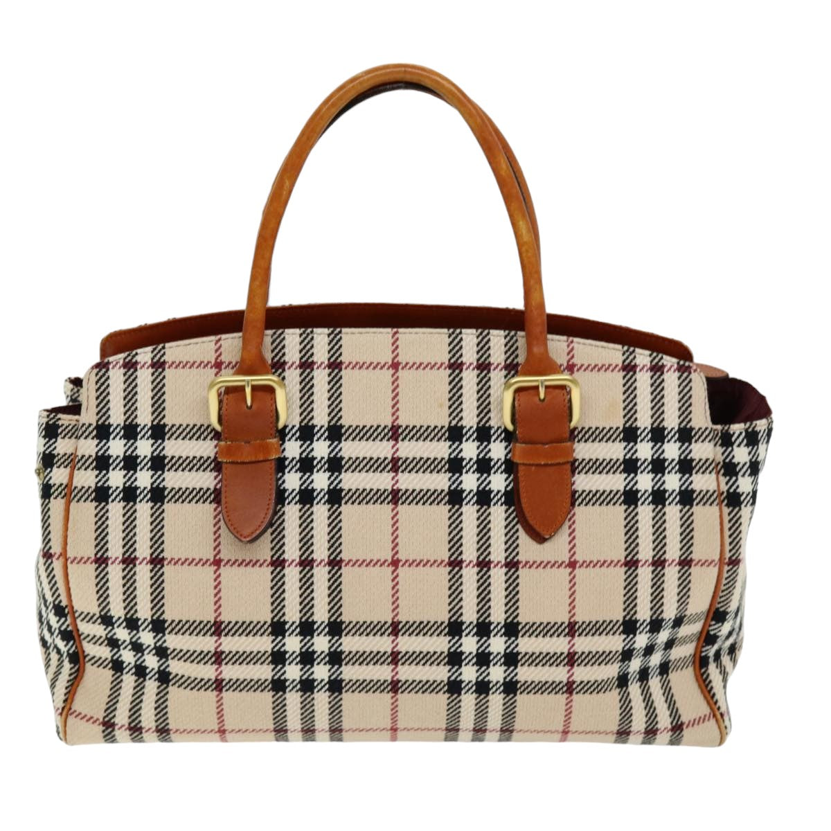 BURBERRY Nova Check Hand Bag Canvas Beige Auth bs14828 - 0