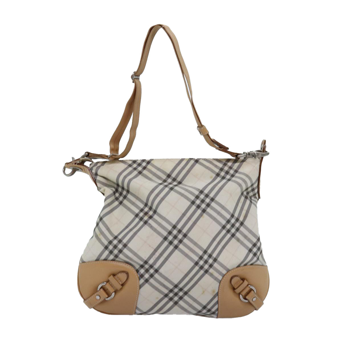 BURBERRY Nova Check Shoulder Bag Nylon Beige Auth bs14832 - 0