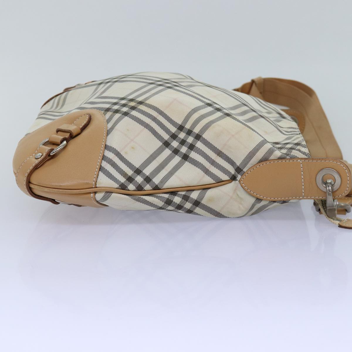 BURBERRY Nova Check Shoulder Bag Nylon Beige Auth bs14832