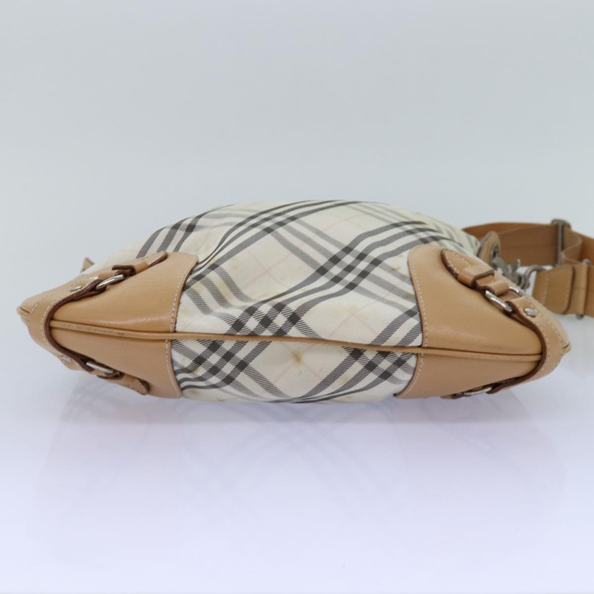 BURBERRY Nova Check Shoulder Bag Nylon Beige Auth bs14832