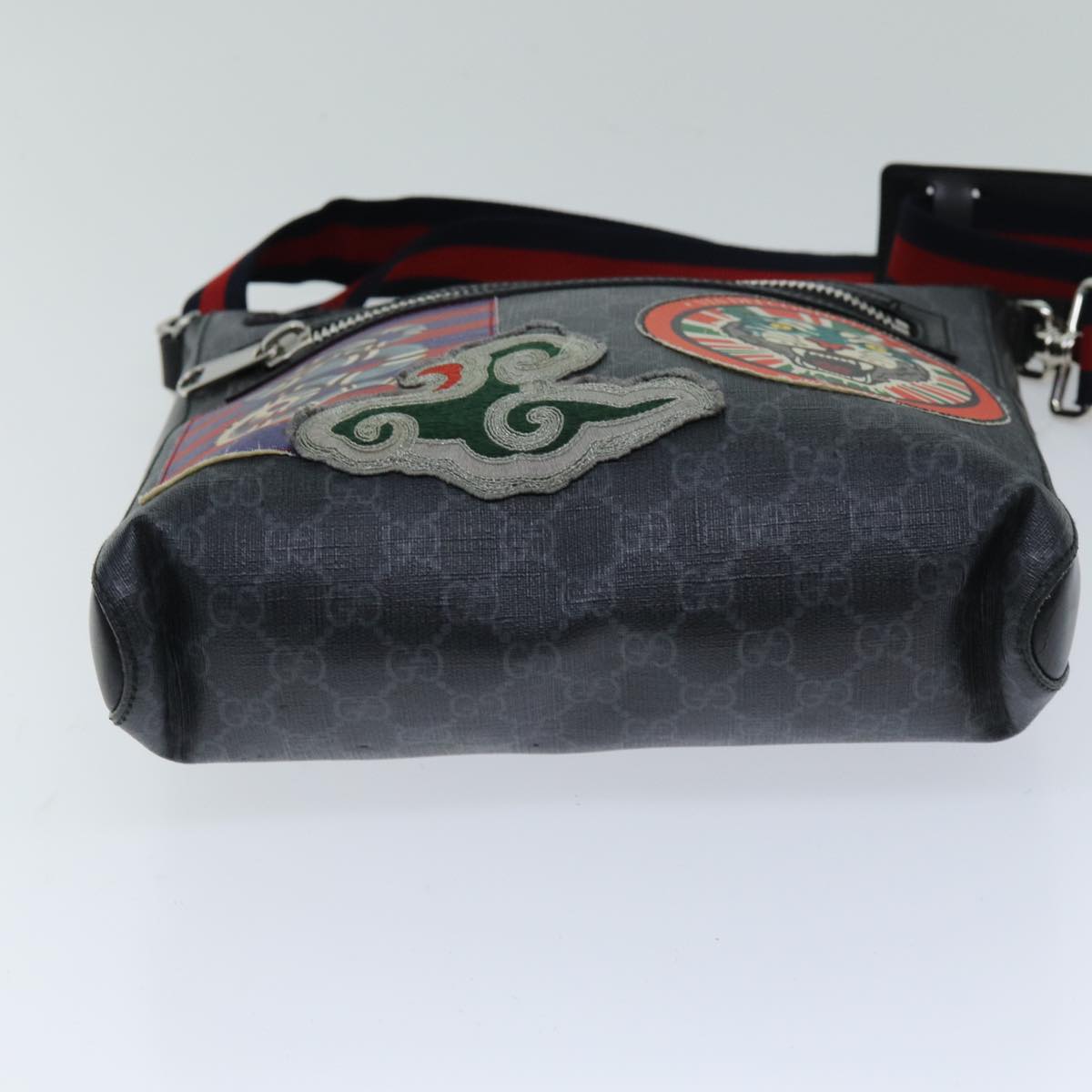 GUCCI Sherry Line Courier GG Supreme Shoulder Bag PVC Black 474137 Auth bs14833