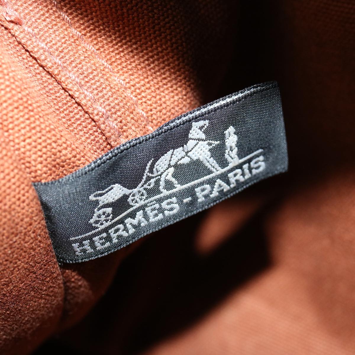 HERMES Fourre Tout PM Hand Bag Canvas Brown Auth bs14838