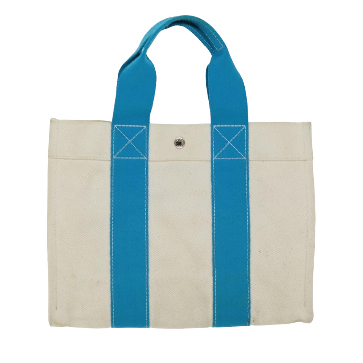 HERMES Bora Bora PM Tote Bag Canvas Light Blue White Auth bs14840 - 0