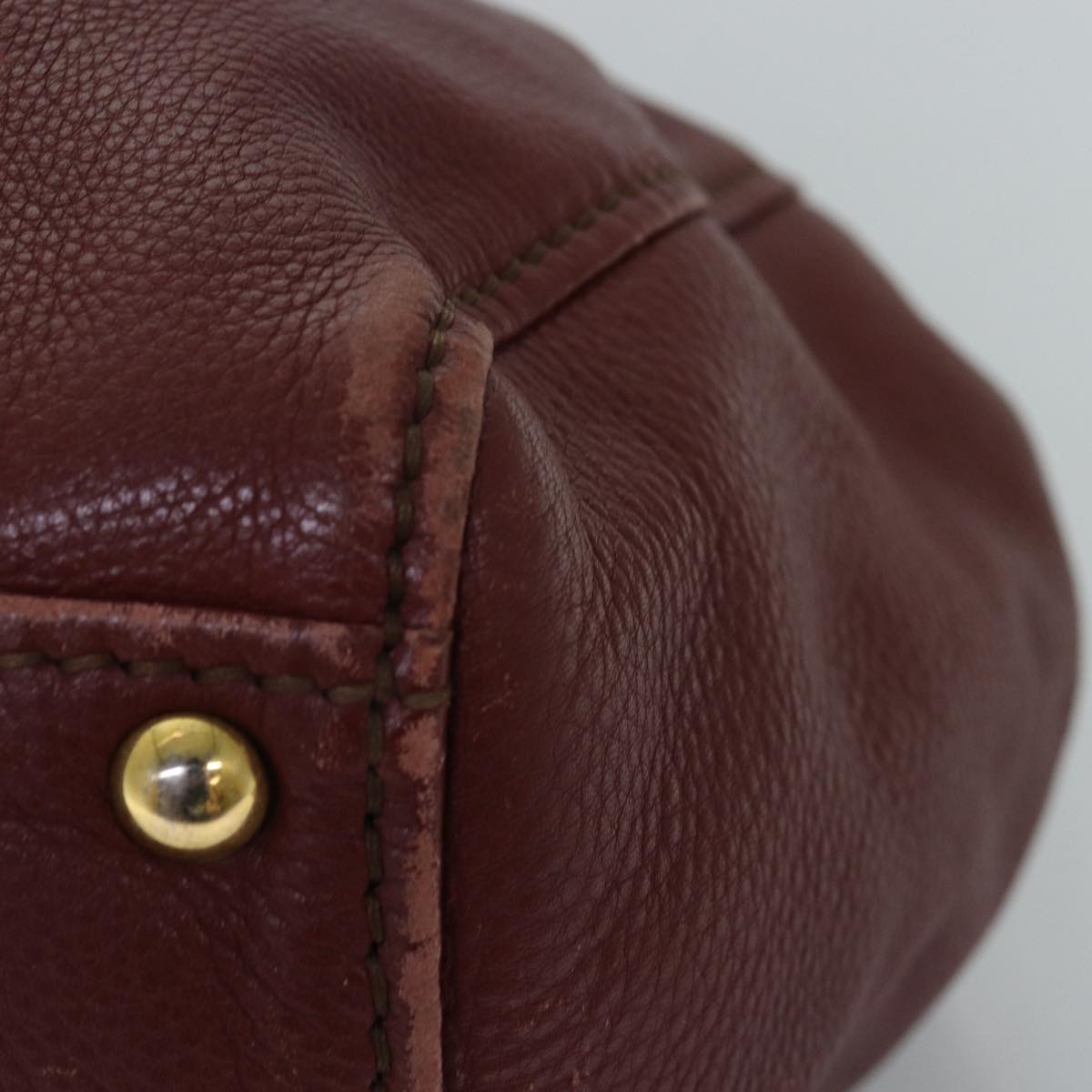 Miu Miu Hand Bag Leather Bordeaux Auth bs14847