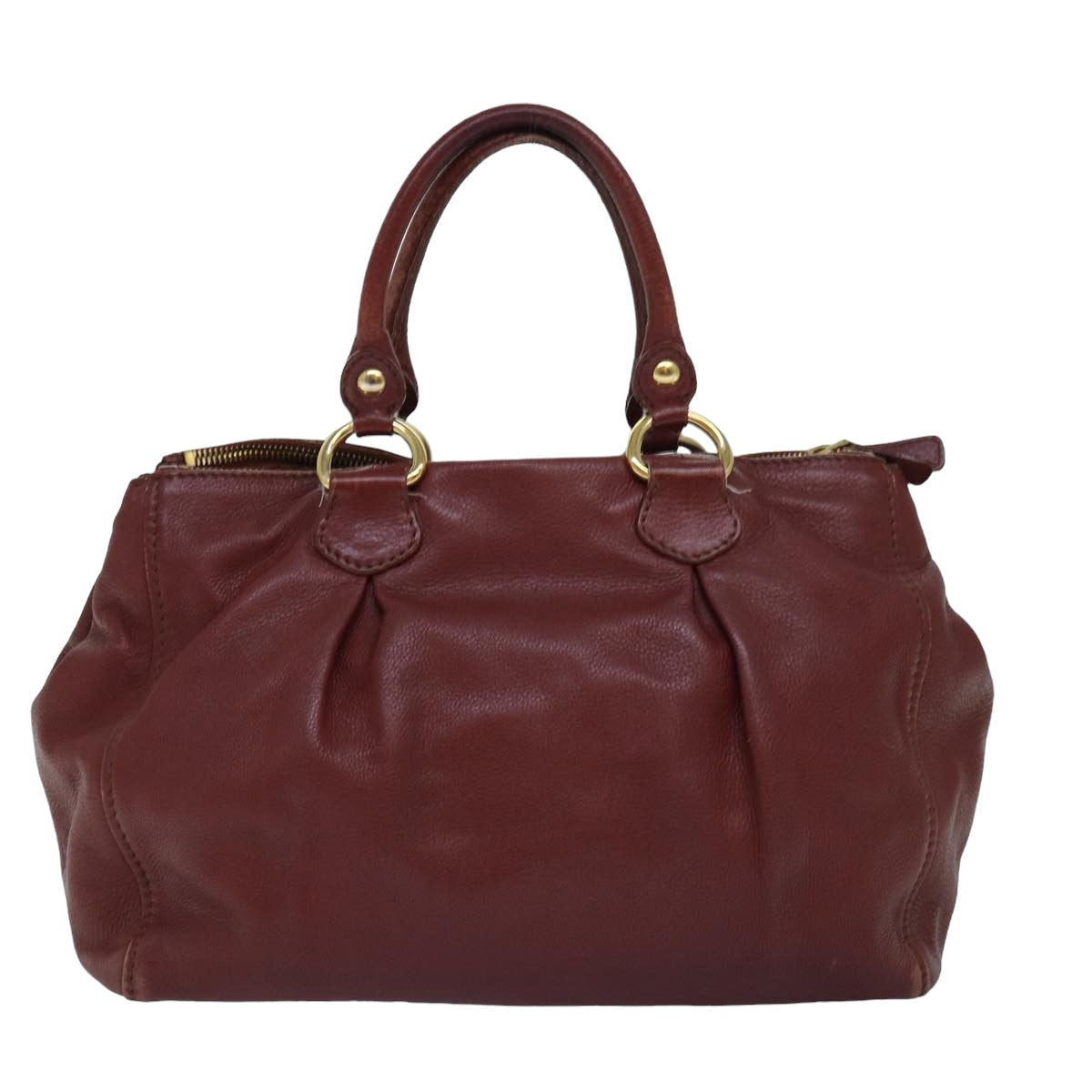 Miu Miu Hand Bag Leather Bordeaux Auth bs14847 - 0