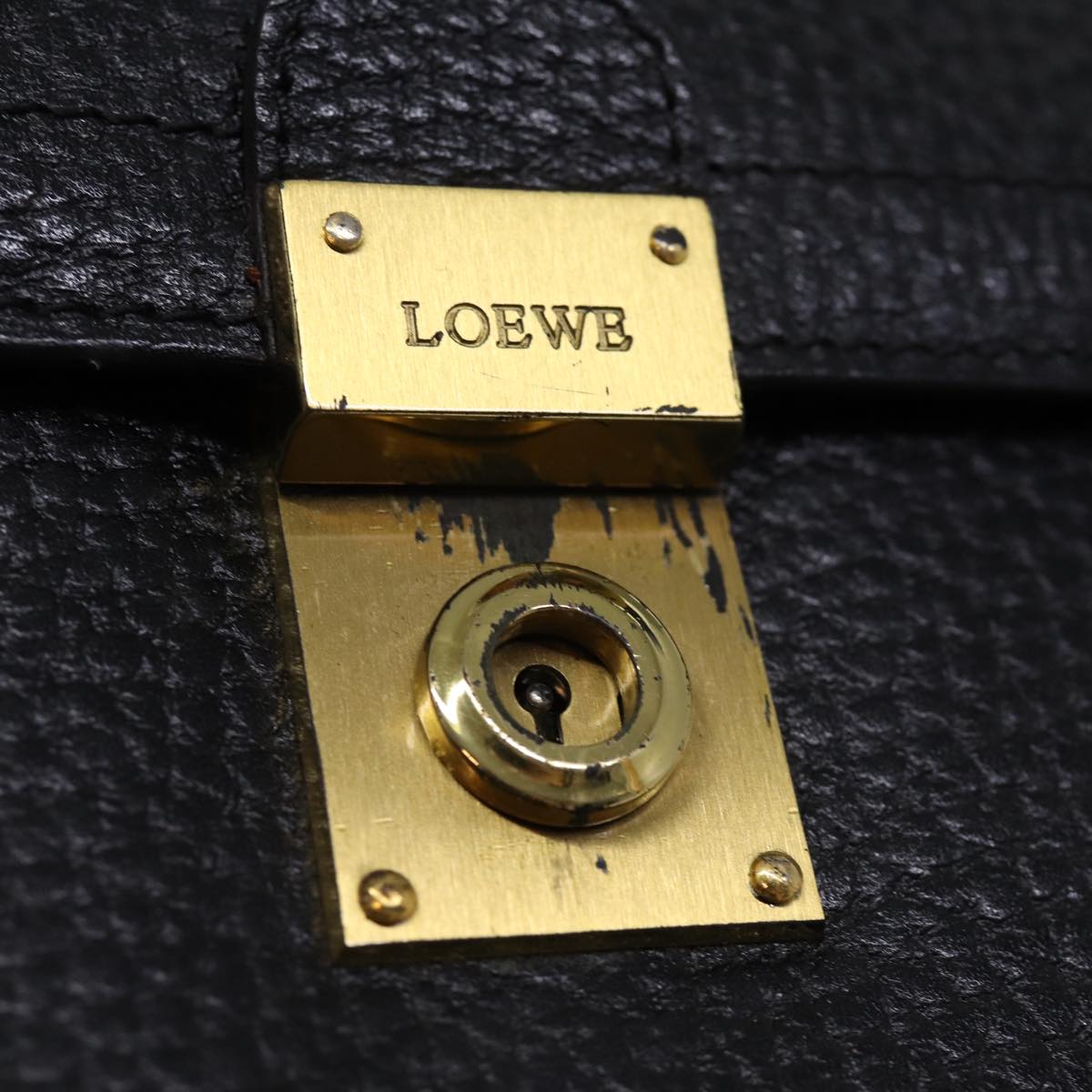 LOEWE Business Bag Leather Black Auth bs14848