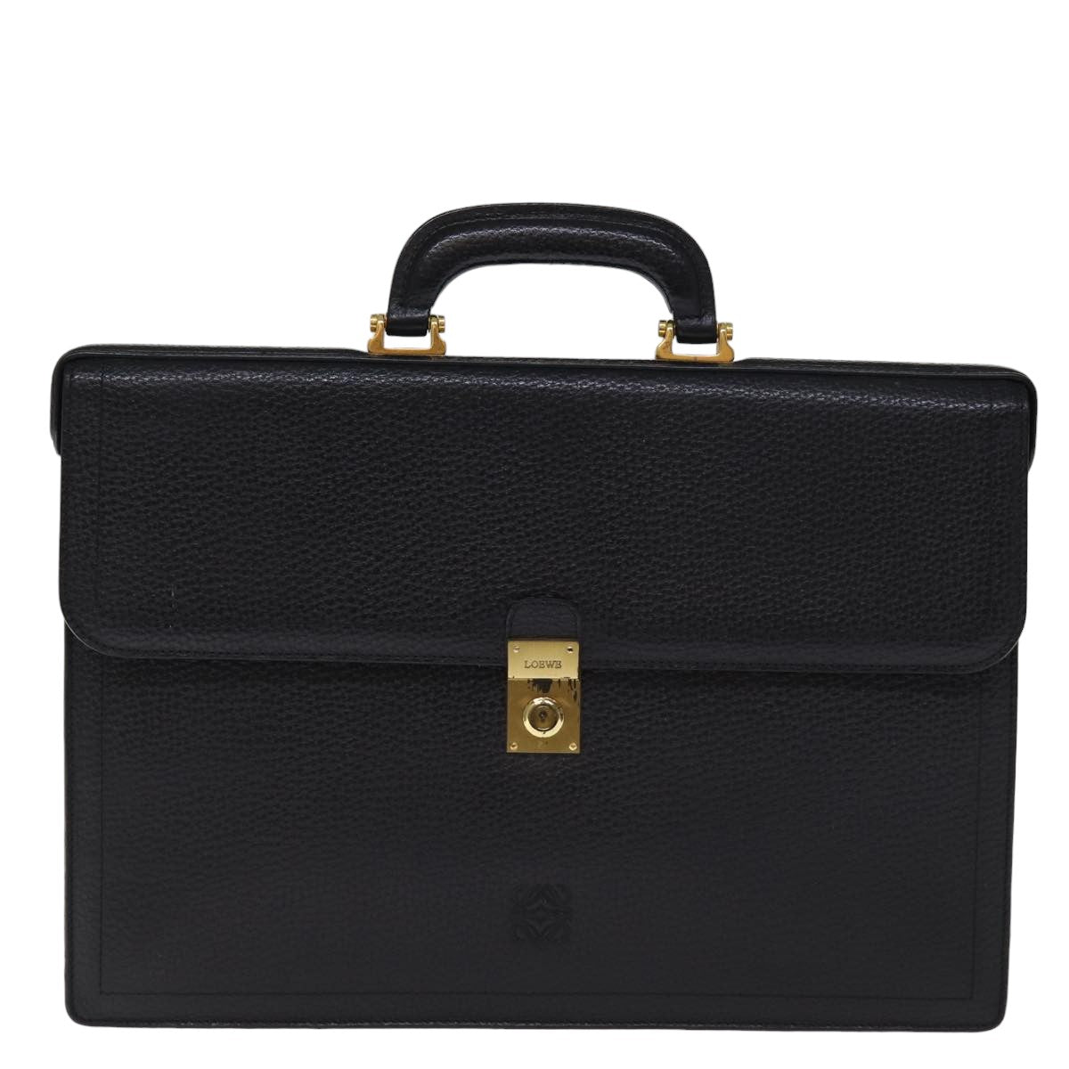 LOEWE Business Bag Leather Black Auth bs14848