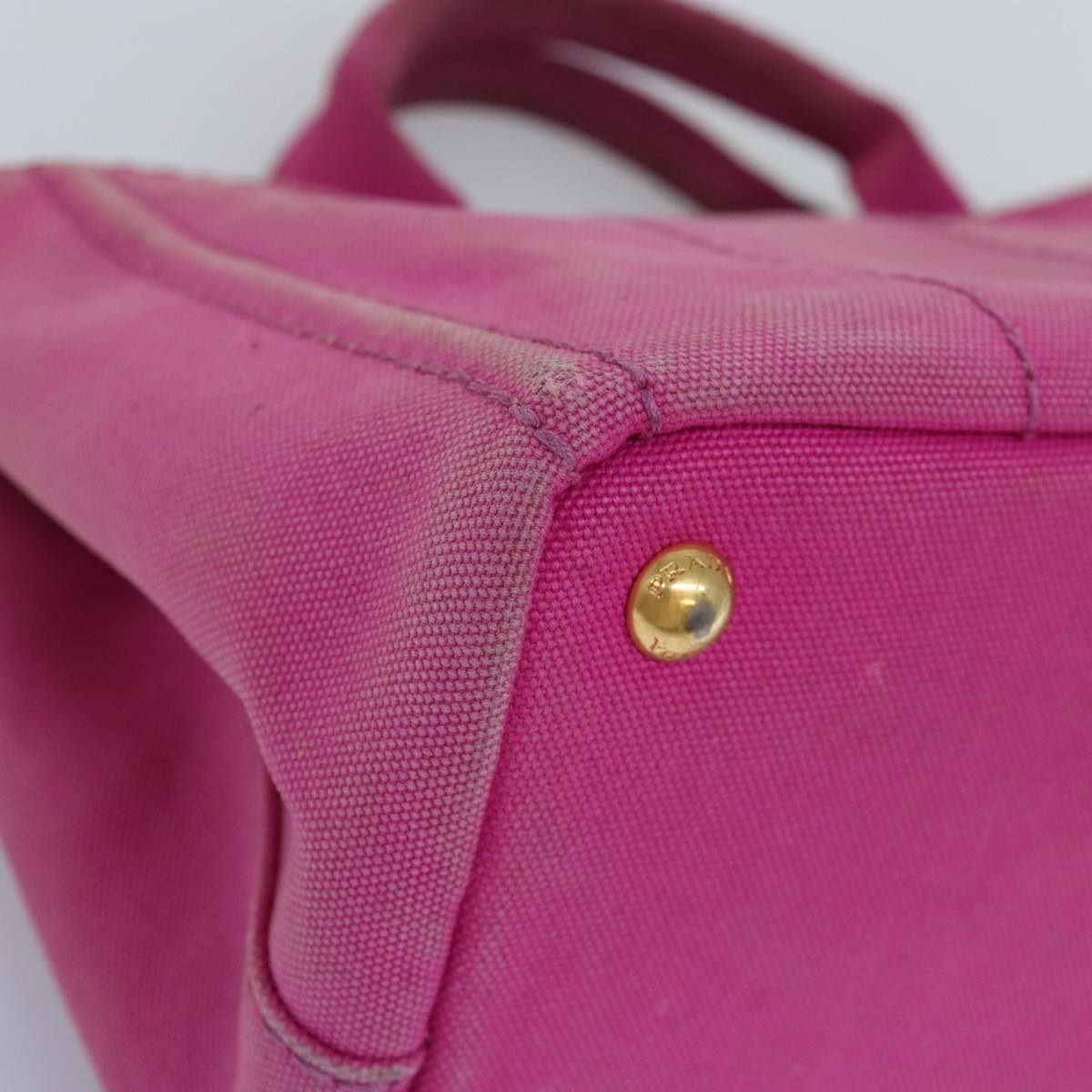 PRADA Canapa PM Hand Bag Canvas Pink Auth bs14850