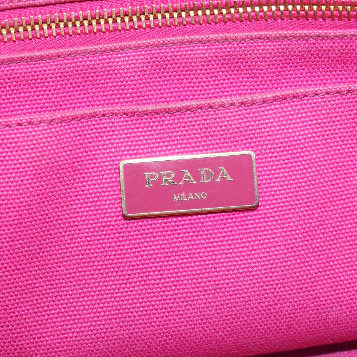 PRADA Canapa PM Hand Bag Canvas Pink Auth bs14850