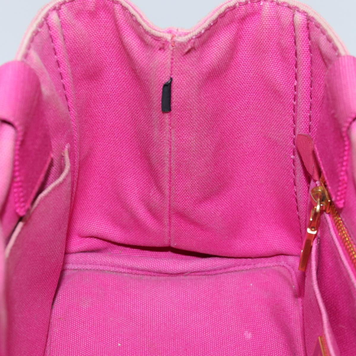 PRADA Canapa PM Hand Bag Canvas Pink Auth bs14850