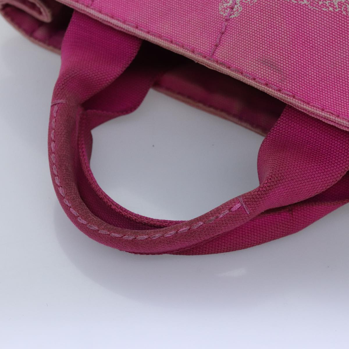 PRADA Canapa PM Hand Bag Canvas Pink Auth bs14850