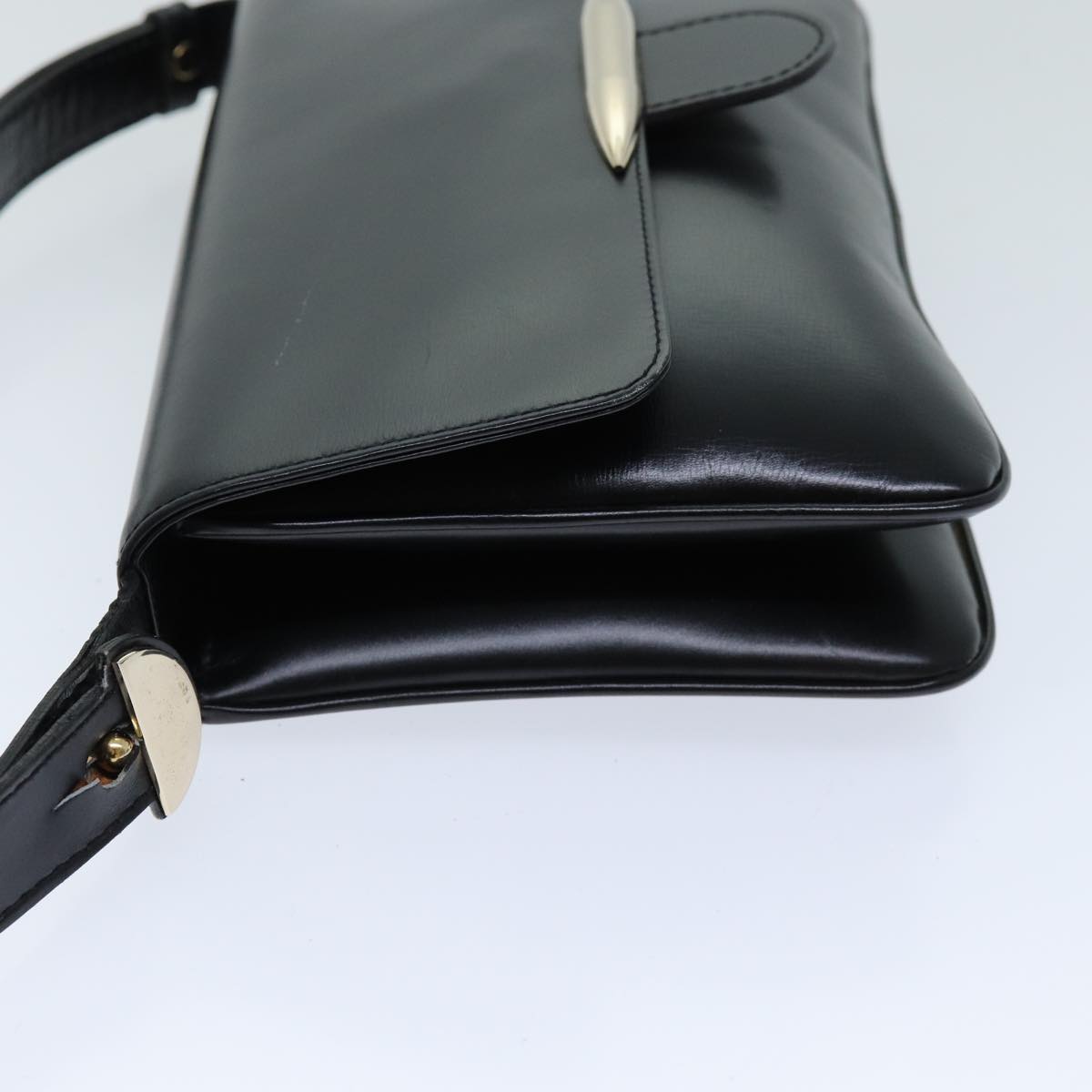 LOEWE Shoulder Bag Leather Black Auth bs14851