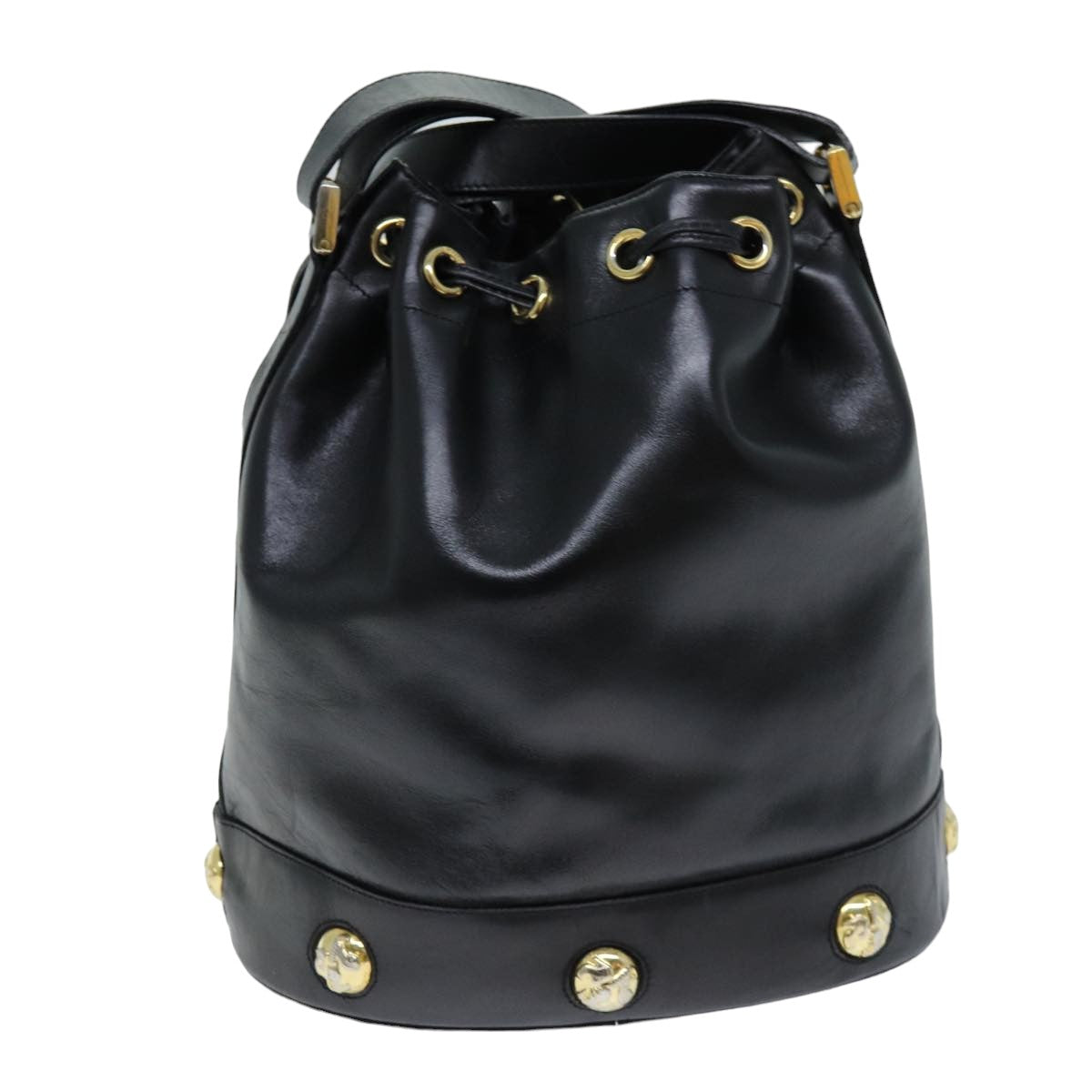 Salvatore Ferragamo Shoulder Bag Leather Black Auth bs14855