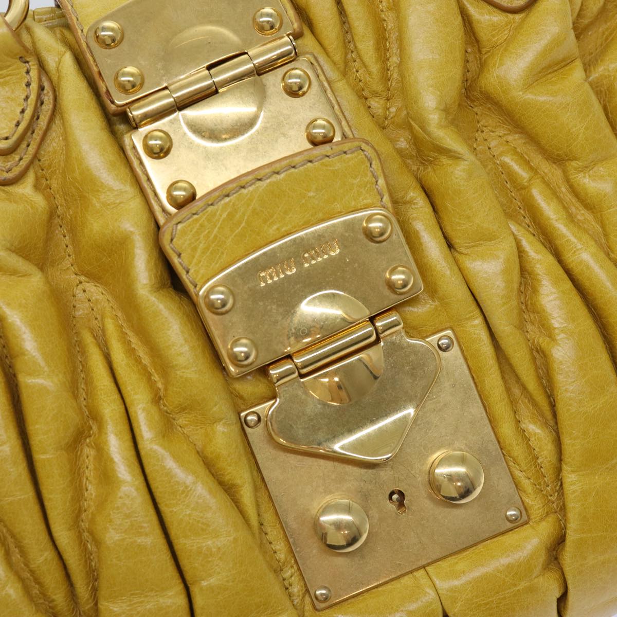 Miu Miu Matelasse Hand Bag Leather 2way Brown Auth bs14859