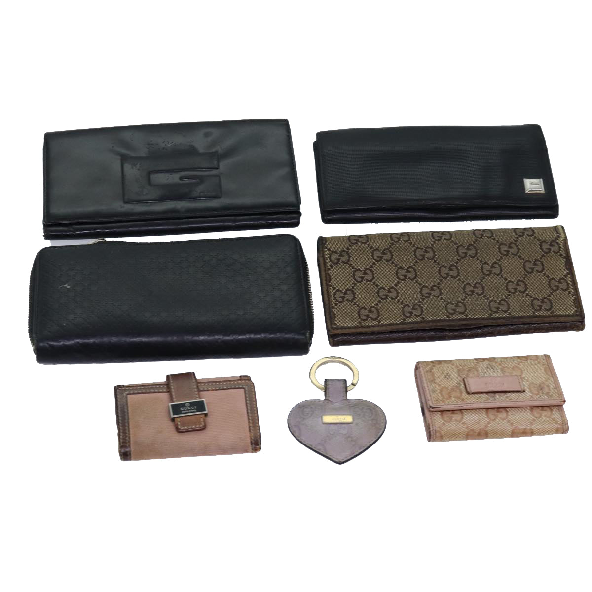 GUCCI GG Canvas Key Case Wallet 5Set Beige Black Auth bs14871