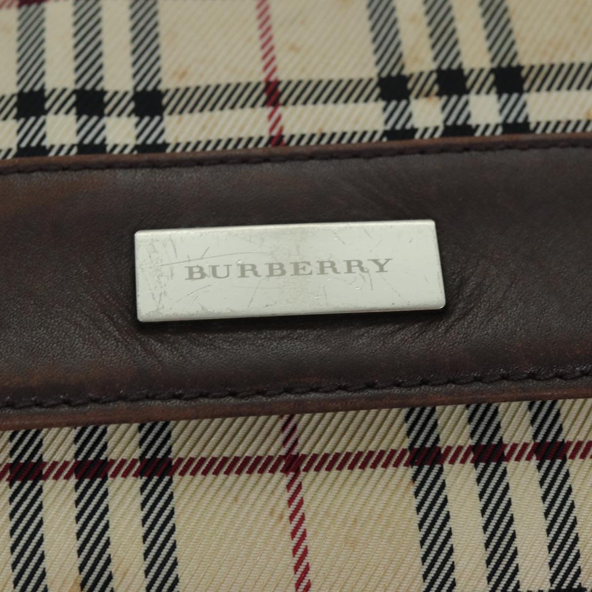 BURBERRY Nova Check Shoulder Bag Canvas Beige Auth bs14883