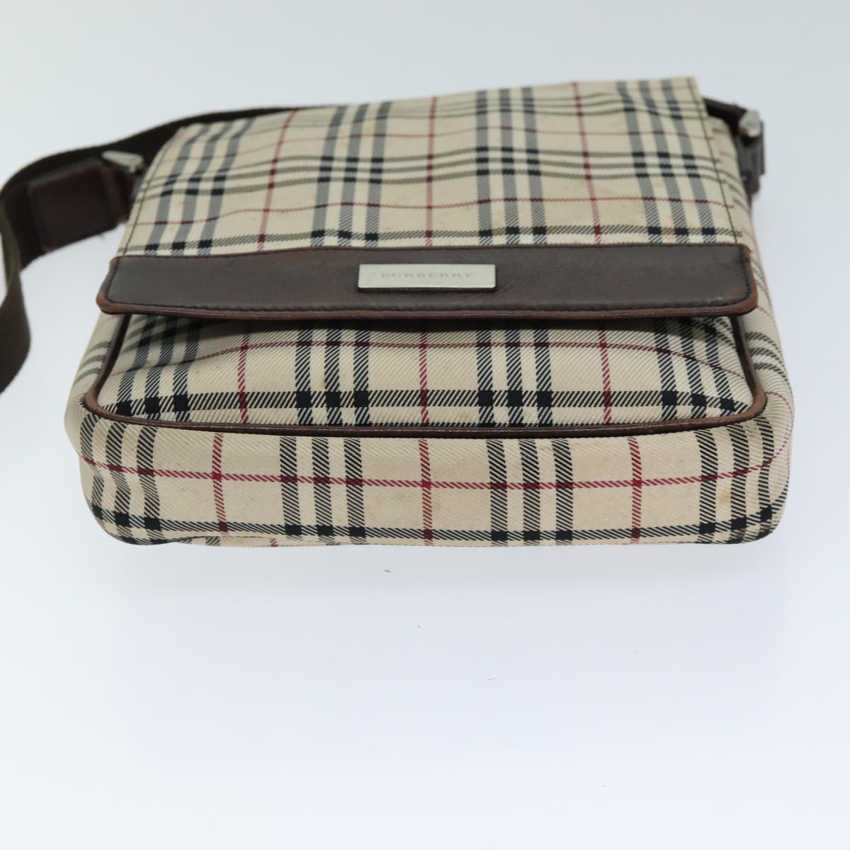 BURBERRY Nova Check Shoulder Bag Canvas Beige Auth bs14883