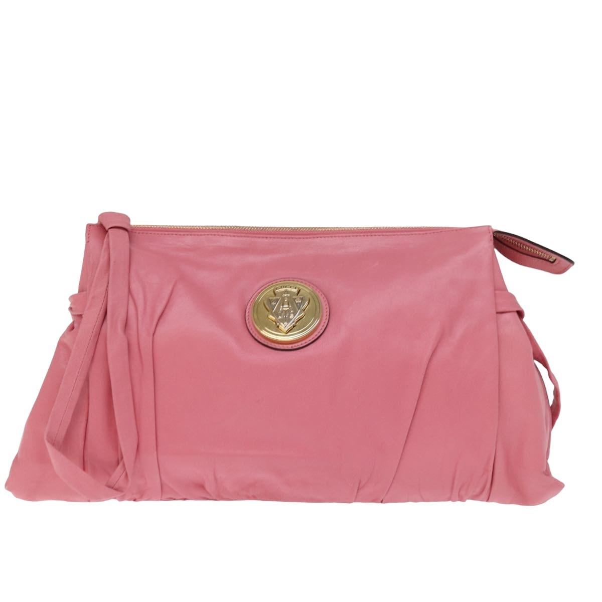 GUCCI Clutch Bag Leather Pink 197015 Auth bs14887 - 0