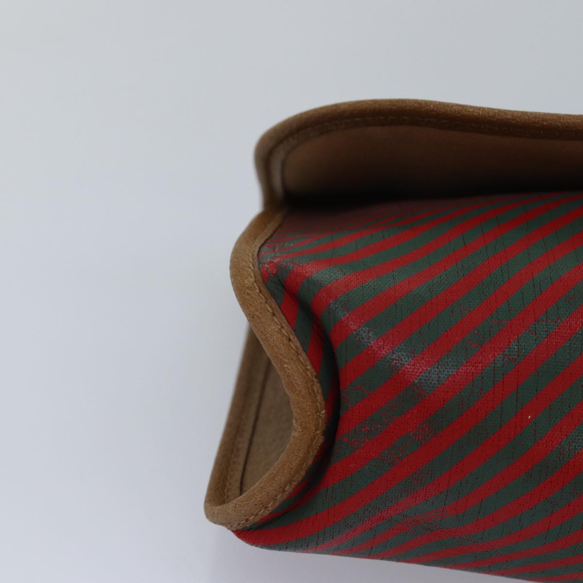 GUCCI Clutch Bag Coated Canvas Red Green 89 01 039 Auth bs14889