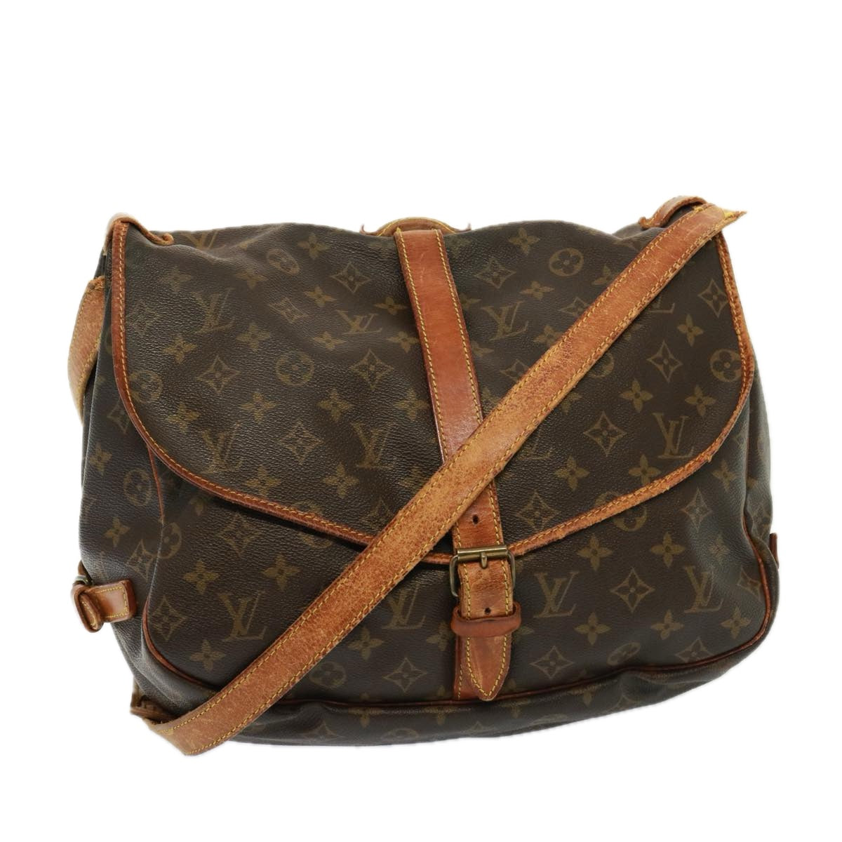 LOUIS VUITTON Monogram Saumur 35 Shoulder Bag M42254 LV Auth bs14898