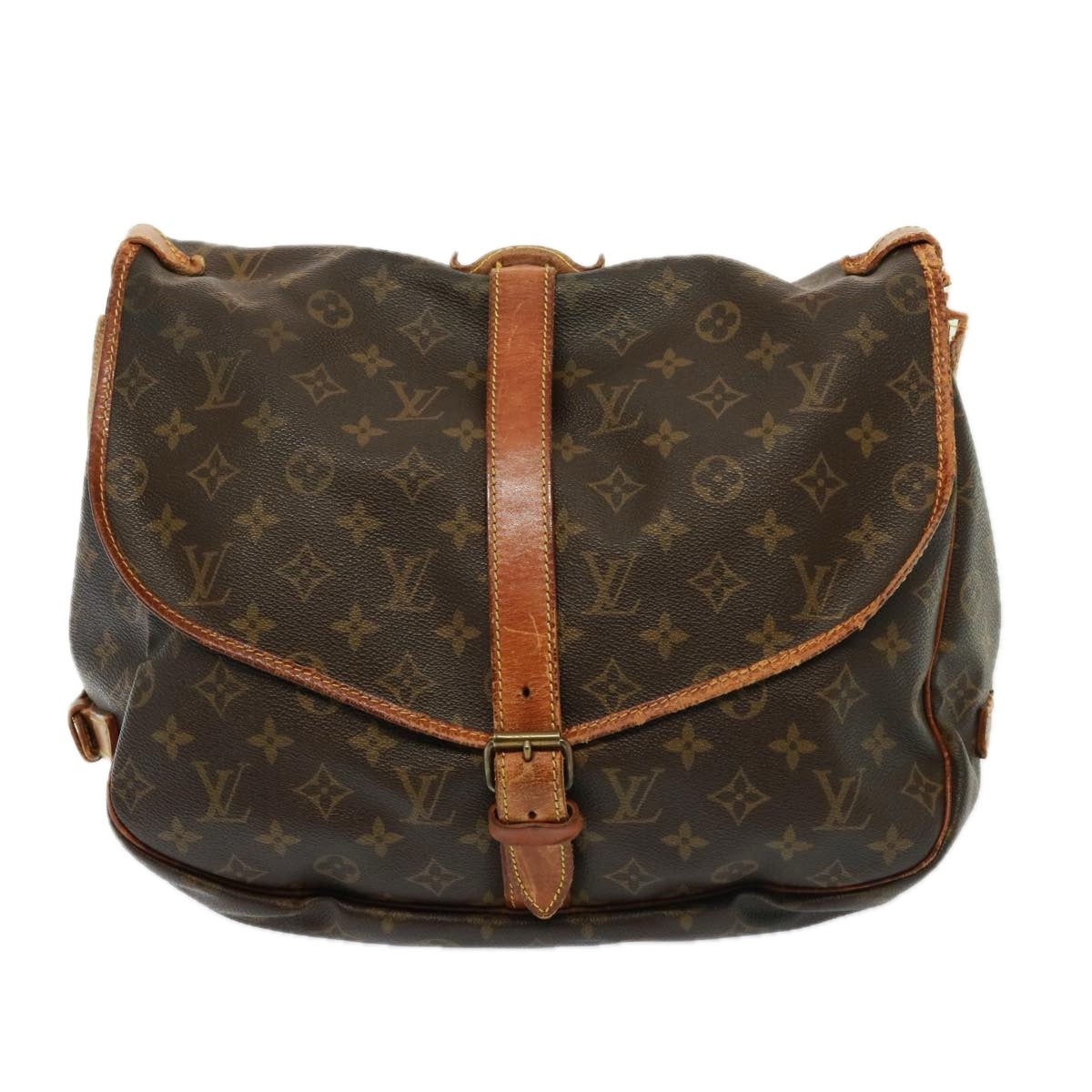 LOUIS VUITTON Monogram Saumur 35 Shoulder Bag M42254 LV Auth bs14898