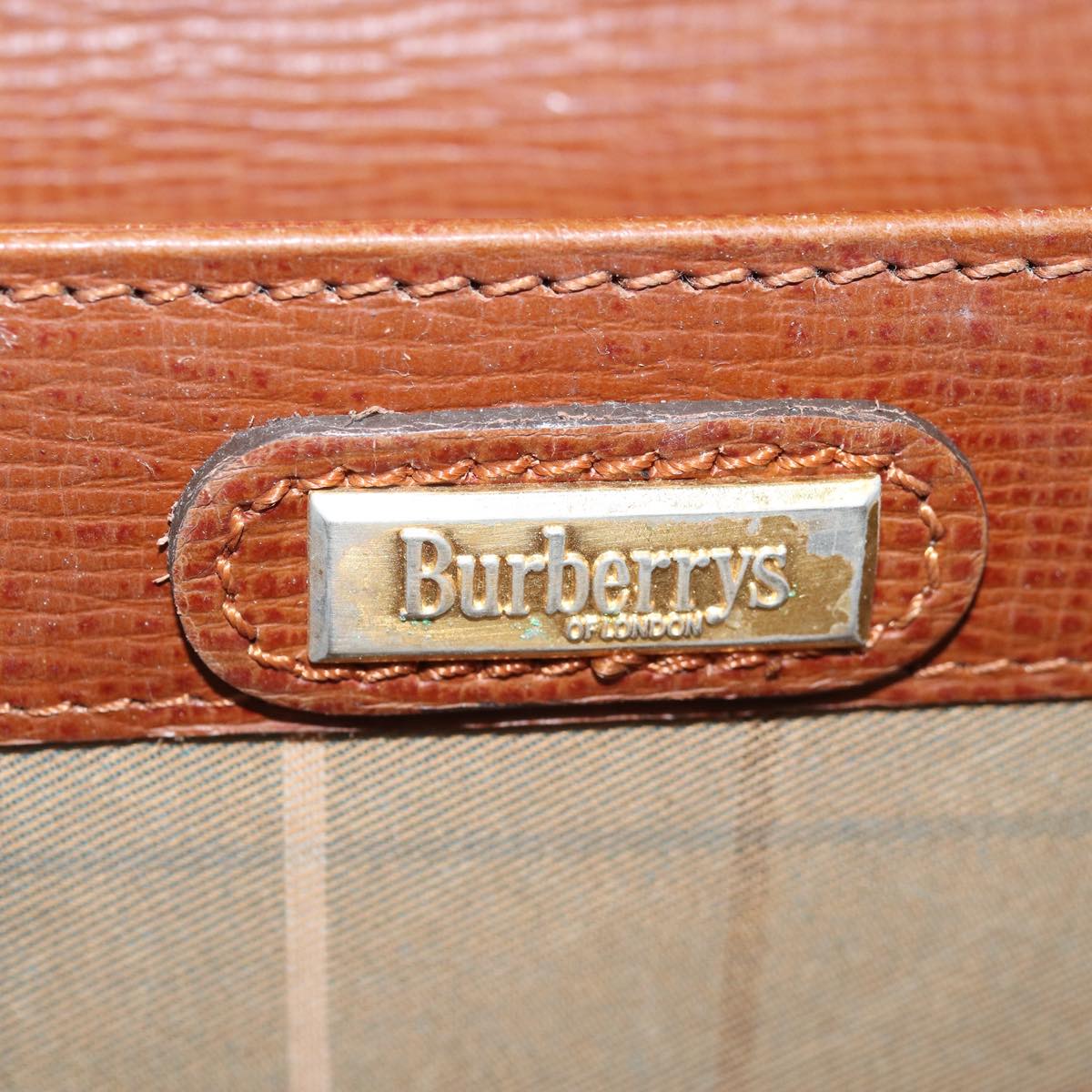 Burberrys Clutch Bag Leather Brown Auth bs14900