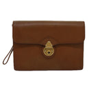 Burberrys Clutch Bag Leather Brown Auth bs14900-13
