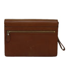 Burberrys Clutch Bag Leather Brown Auth bs14900-2