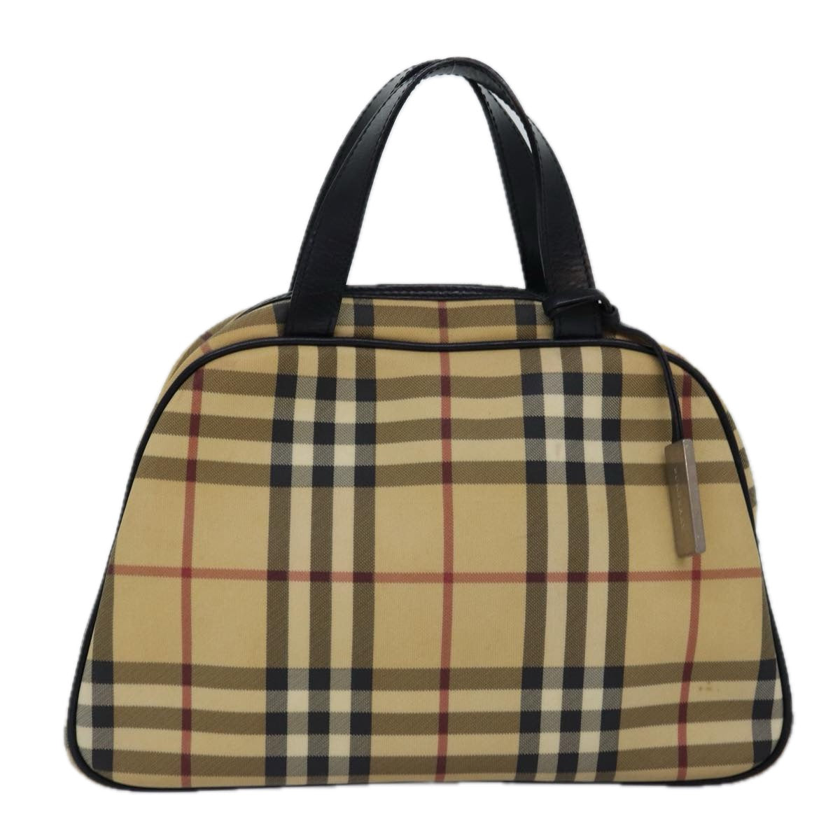 BURBERRY Nova Check Hand Bag Coated Canvas Beige Auth bs14901