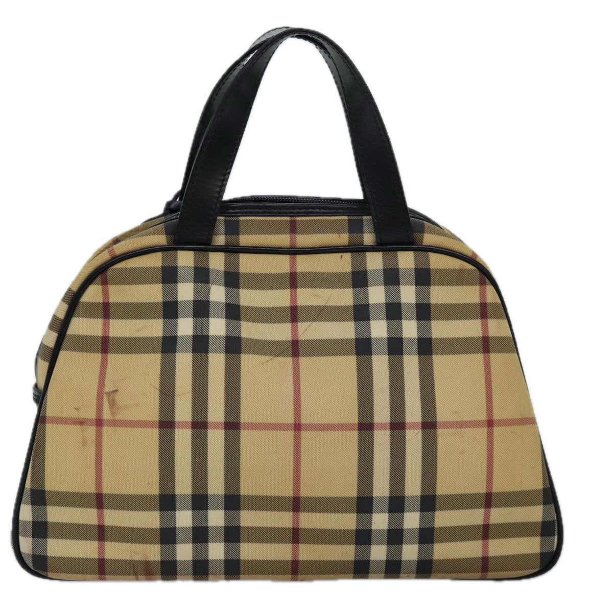 BURBERRY Nova Check Hand Bag Coated Canvas Beige Auth bs14901