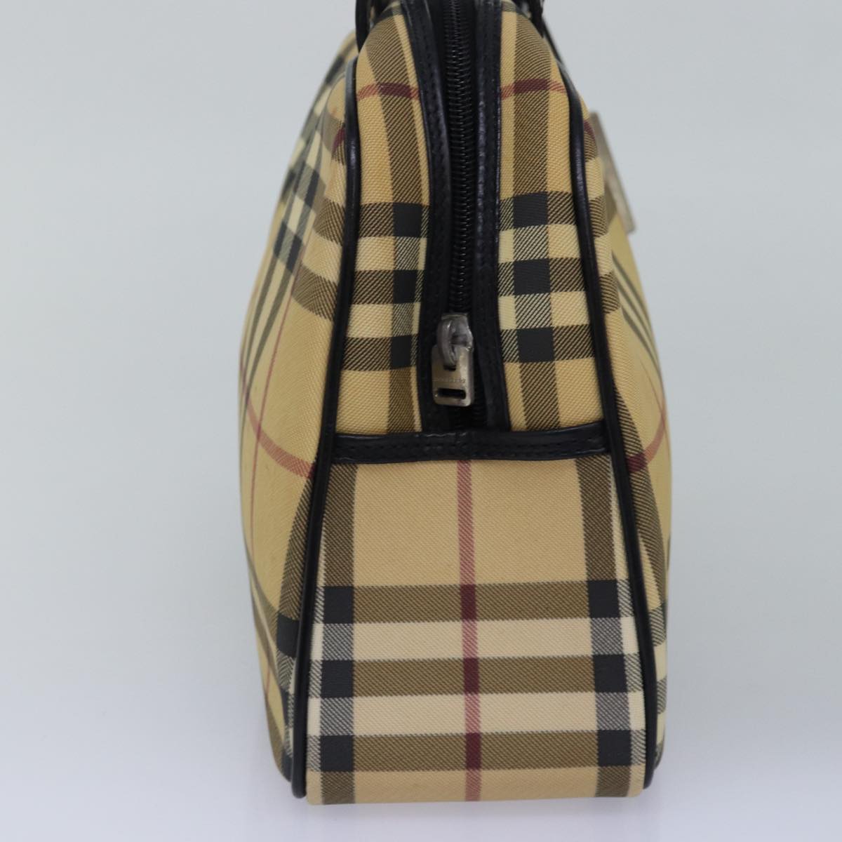 BURBERRY Nova Check Hand Bag Coated Canvas Beige Auth bs14901