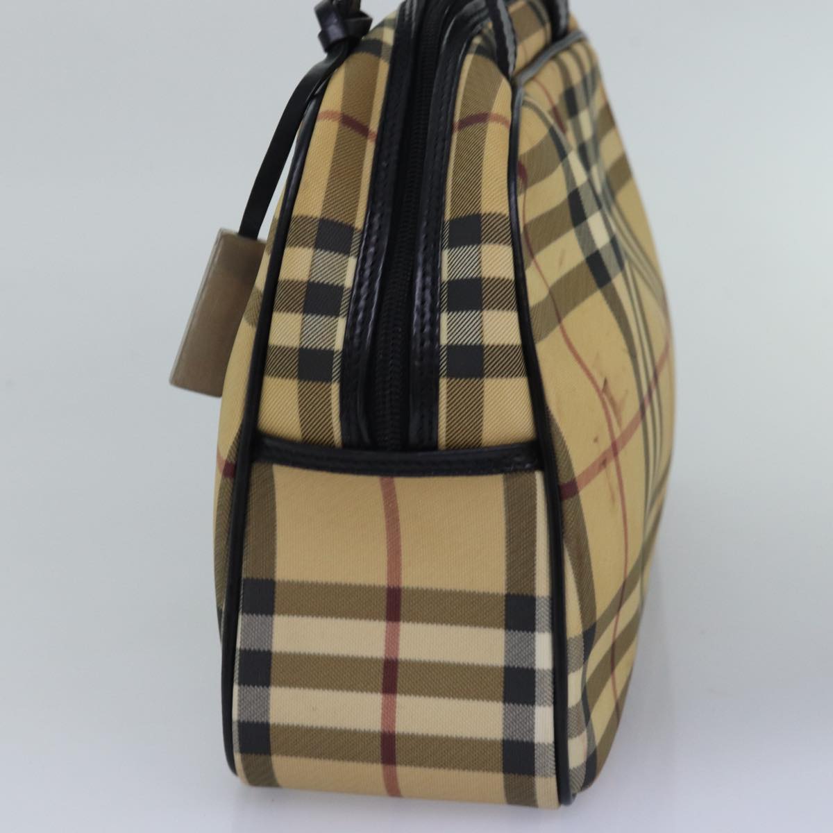 BURBERRY Nova Check Hand Bag Coated Canvas Beige Auth bs14901