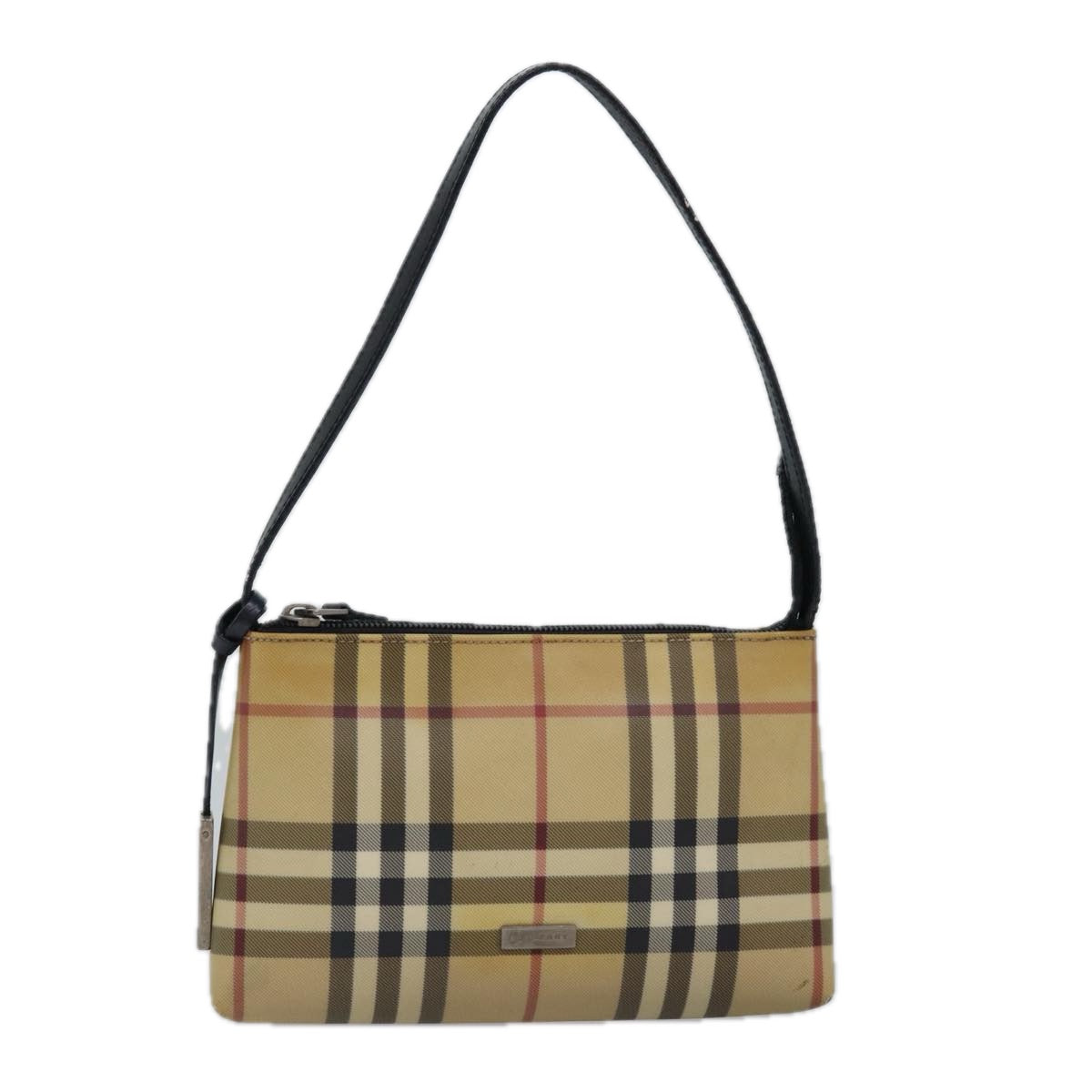 BURBERRY Nova Check Hand Bag Coated Canvas Beige Auth bs14905