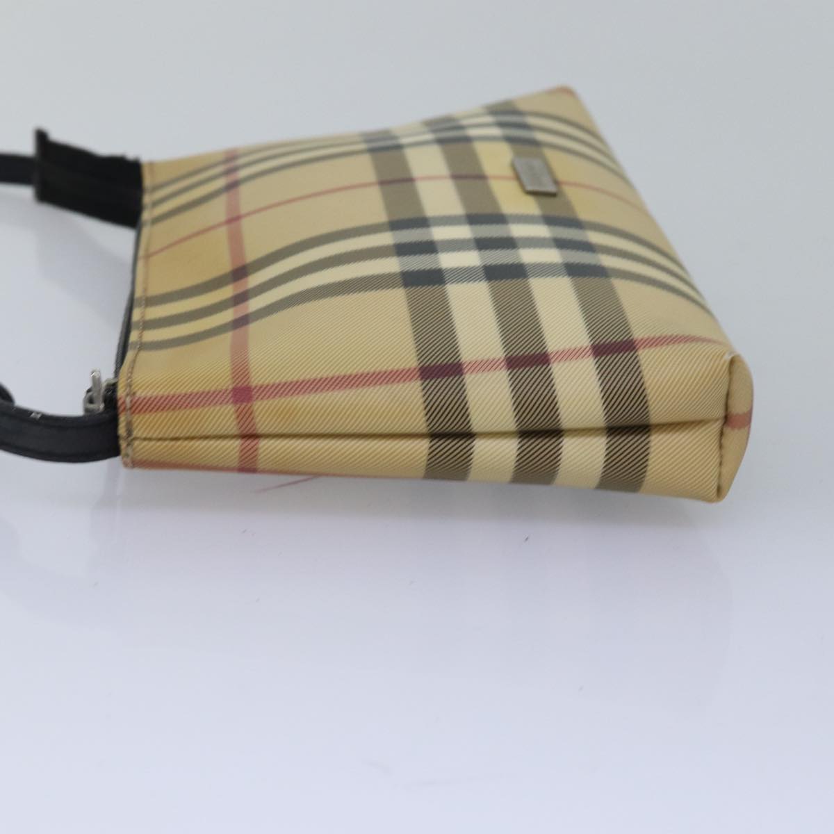 BURBERRY Nova Check Hand Bag Coated Canvas Beige Auth bs14905