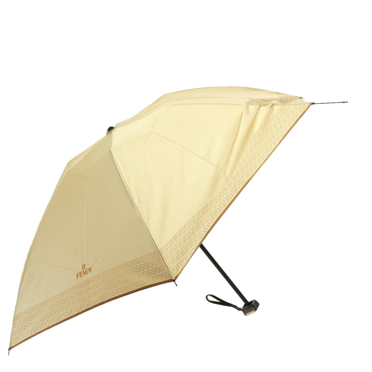 FENDI Zucchino Canvas folding Umbrella Nylon Beige Auth bs14907