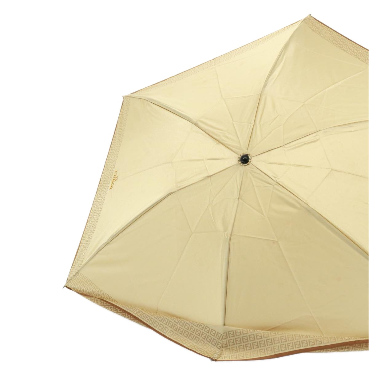 FENDI Zucchino Canvas folding Umbrella Nylon Beige Auth bs14907