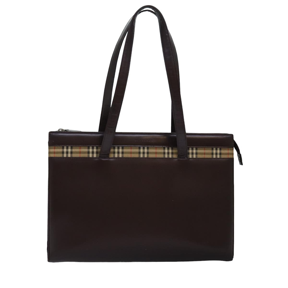 BURBERRY Tote Bag Leather Brown Auth bs14926