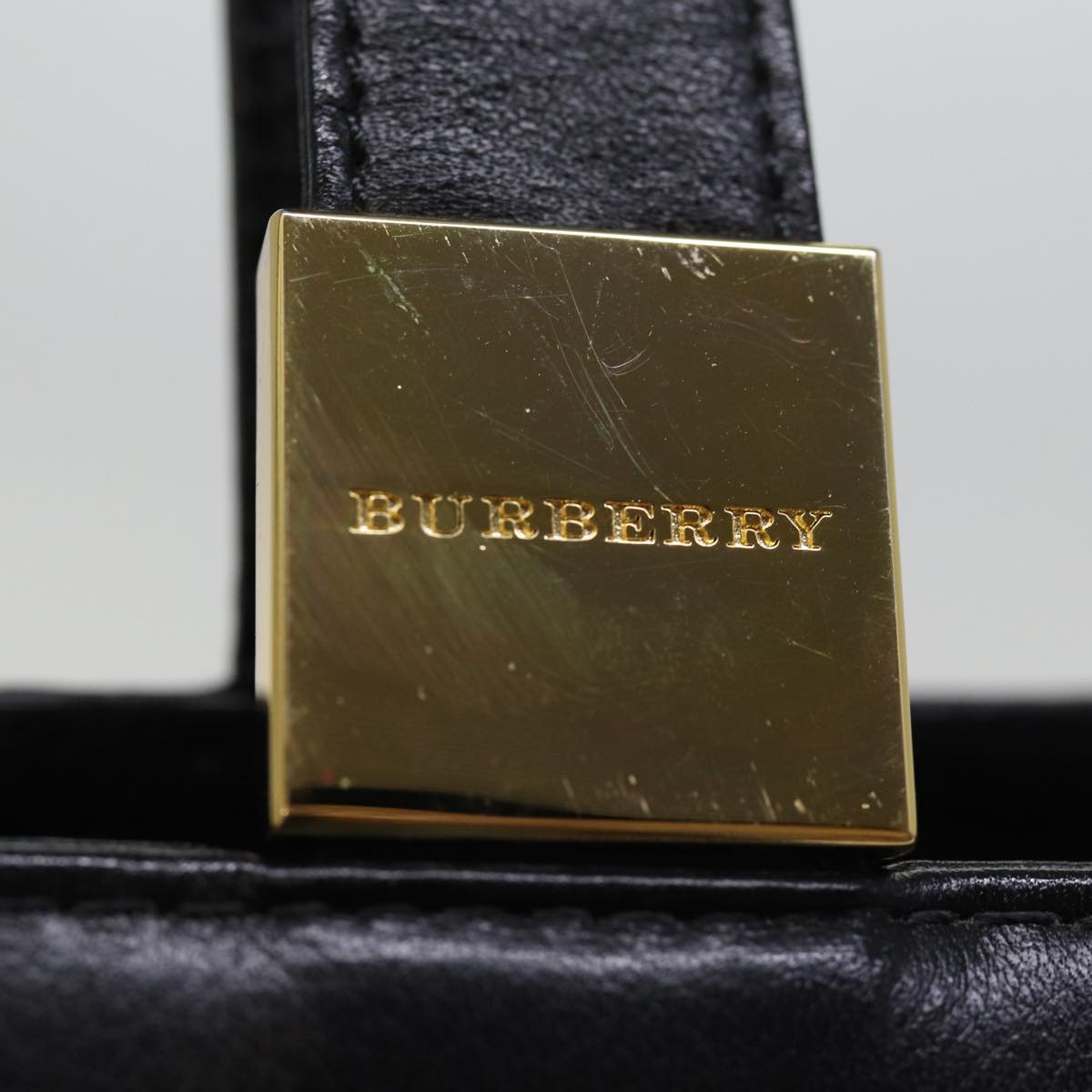 BURBERRY Tote Bag Leather Black Auth bs14933