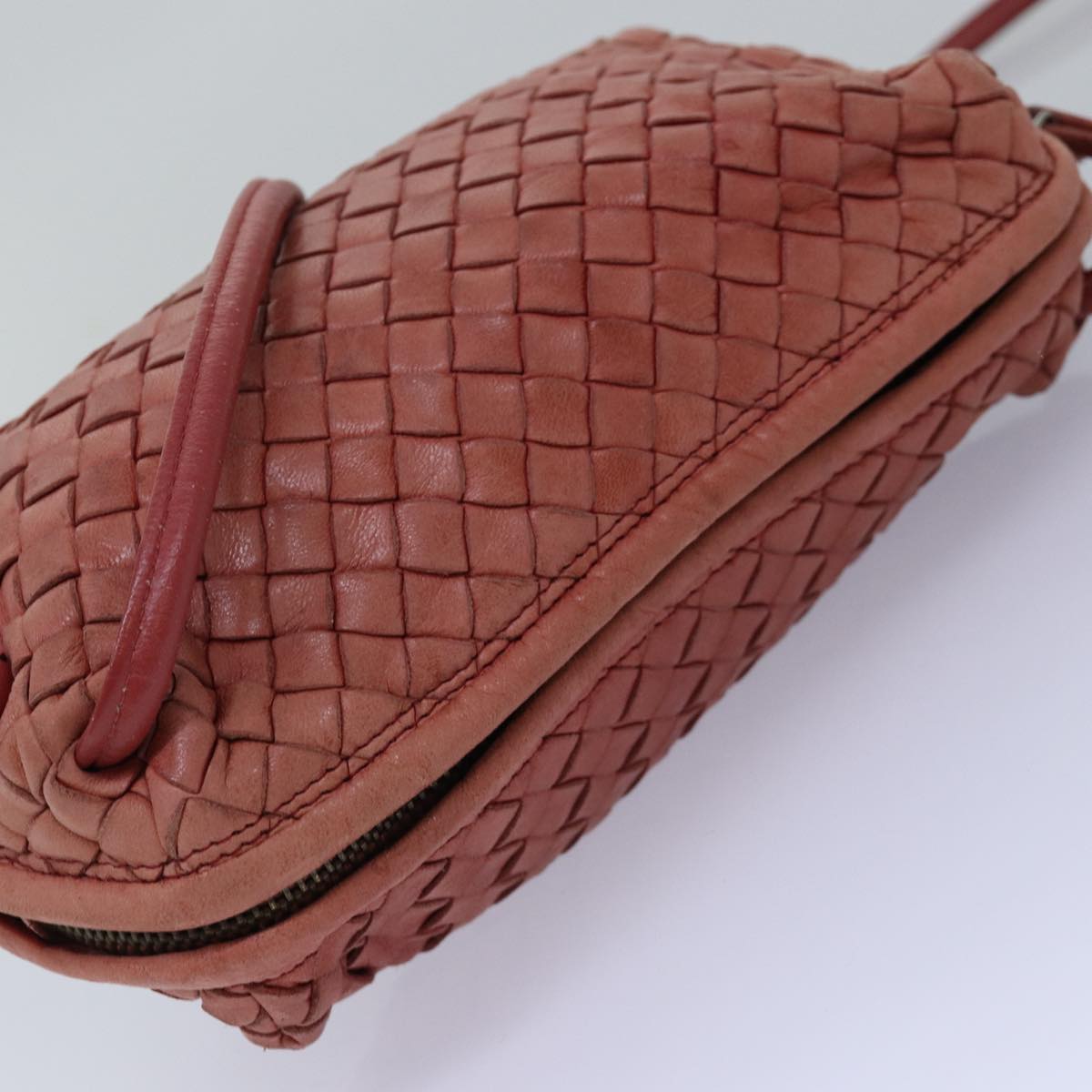 BOTTEGA VENETA INTRECCIATO Shoulder Bag Leather Pink Auth bs14935