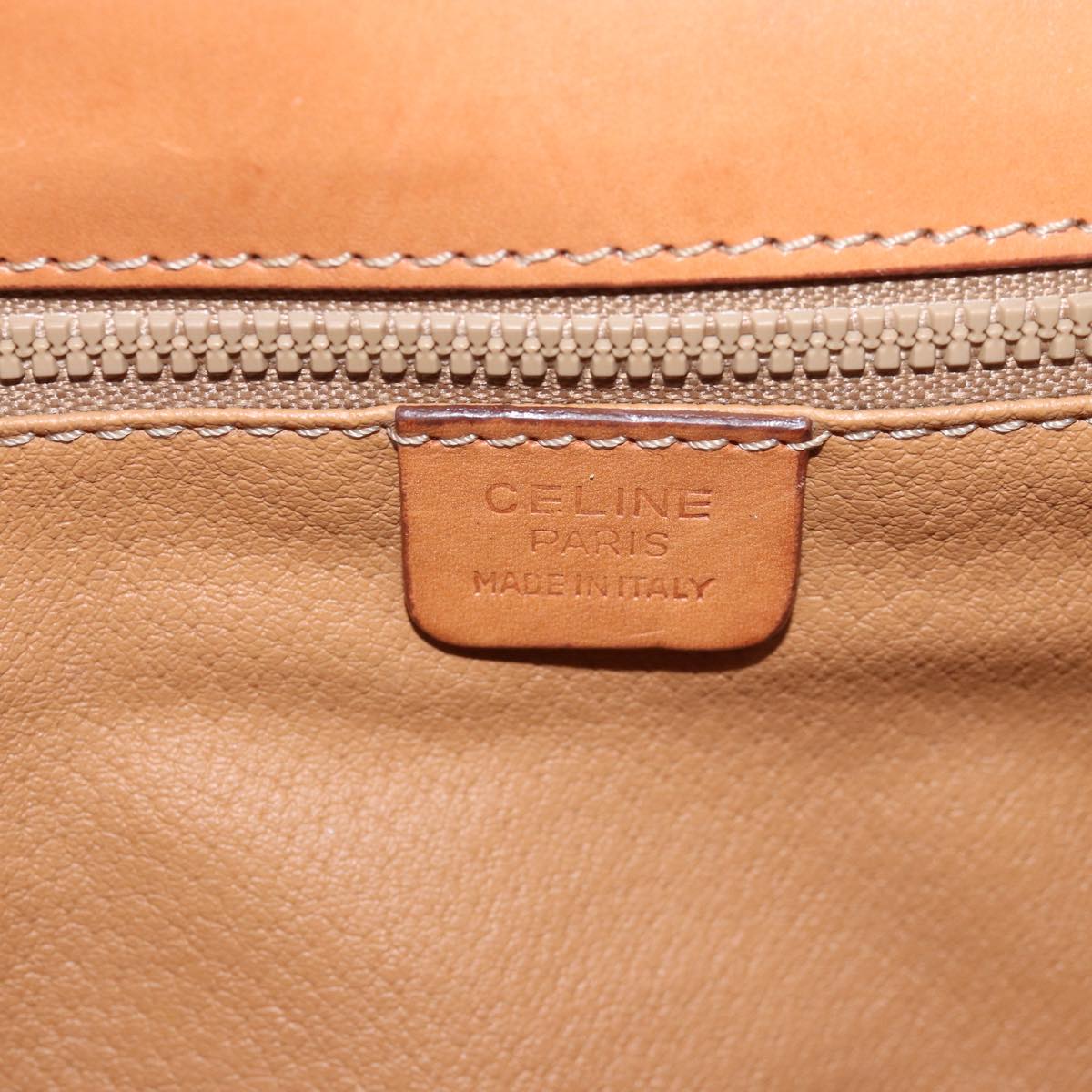 CELINE Macadam Canvas Clutch Bag Beige Auth bs14940