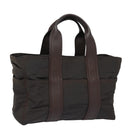 HERMES Acape Luco PM Hand Bag Nylon Brown Auth bs14944-1