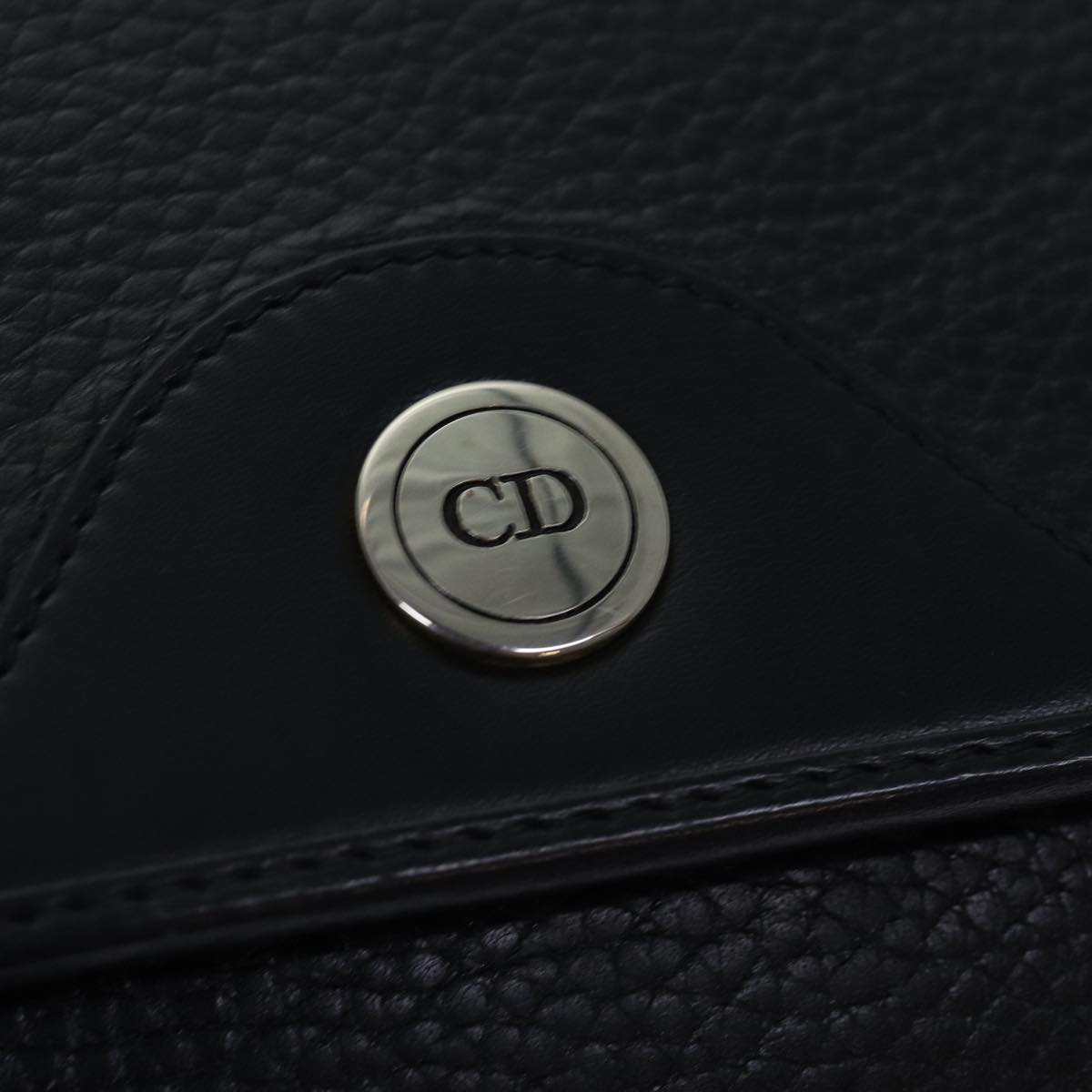 Christian Dior Shoulder Bag Leather Black Auth bs14945