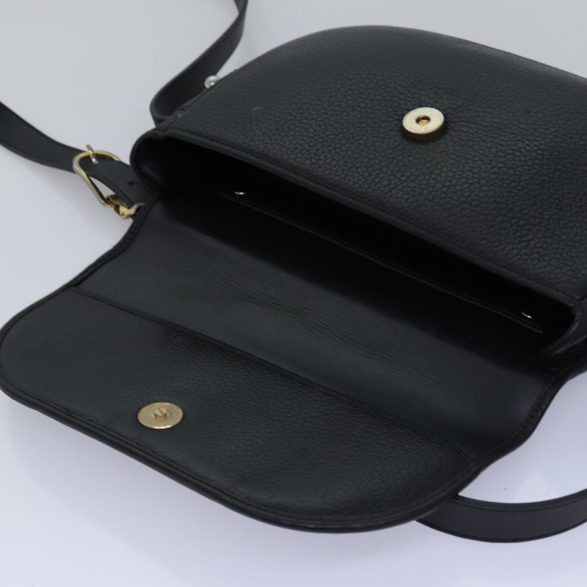 Christian Dior Shoulder Bag Leather Black Auth bs14945