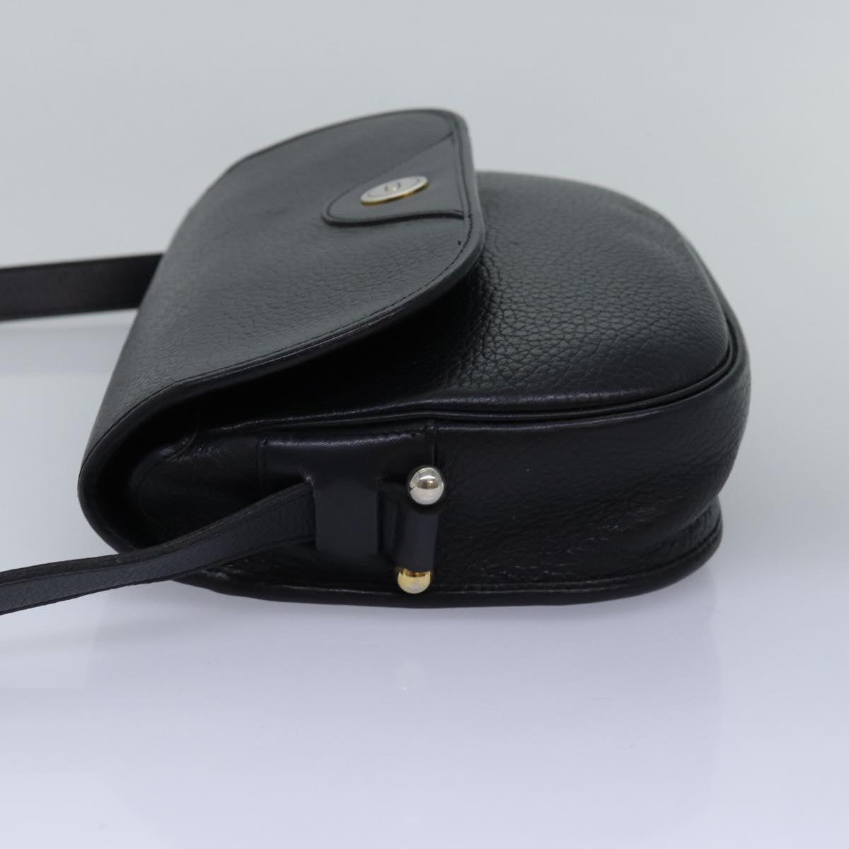 Christian Dior Shoulder Bag Leather Black Auth bs14945