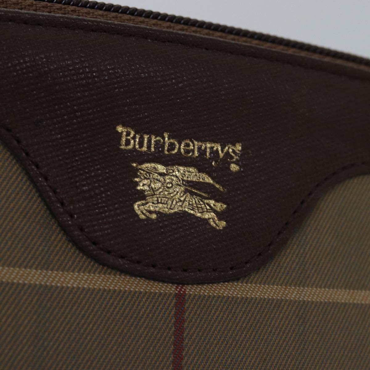 Burberrys Nova Check Pouch Canvas Beige Auth bs14952