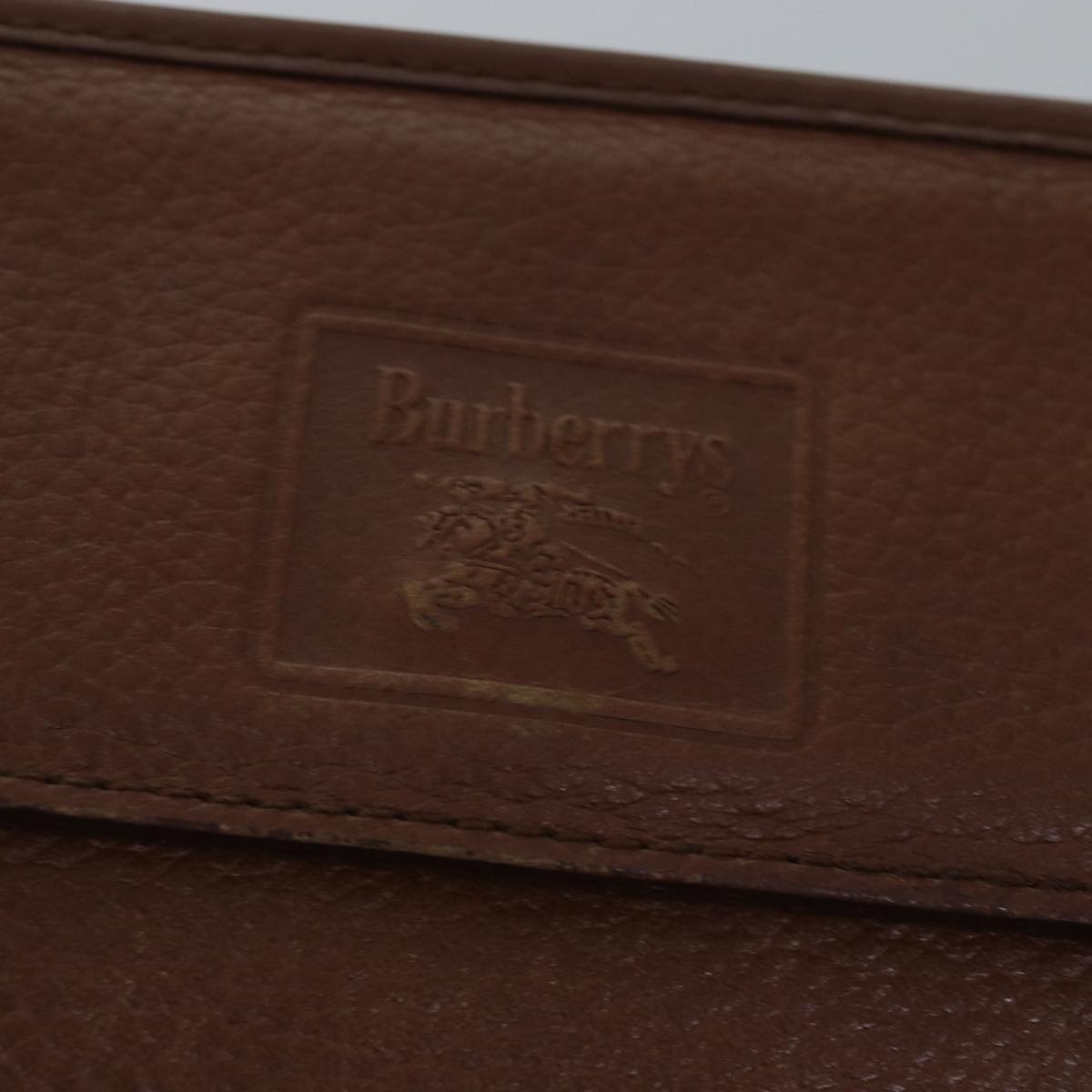 Burberrys Clutch Bag Leather Brown Auth bs14953